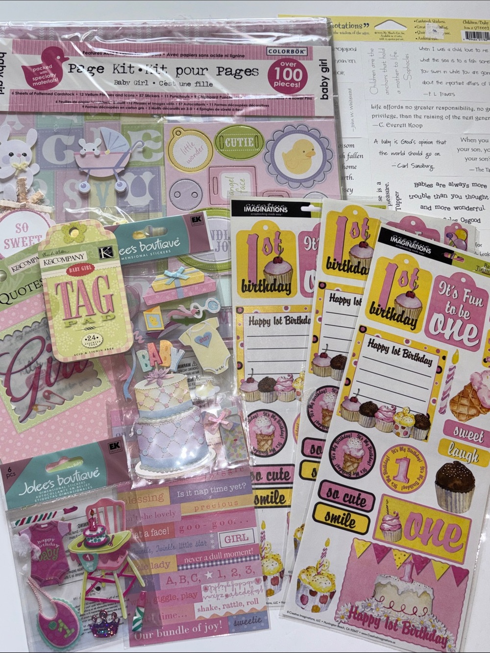 Baby Girl Scrapbook Kit K&Company Baby Girl Scrapbook Set VTG